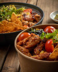 Natural food in bowls