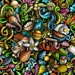 Cartoon doodles Sri Lanka seamless pattern.