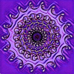 Painted Blue and Purple Kaleidoscope Banner Wallpaper Design. Beautiful colored lines creates magic patterns on a colorful background.