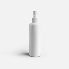 Mockup of matte white spray bottle isolated on background, container for perfume, cologne.