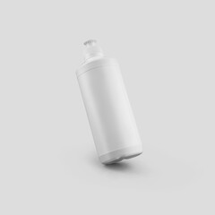 Plastic matte bottle template with push-pull for soap, gel, lotion, home cleaning product, for design presentation.