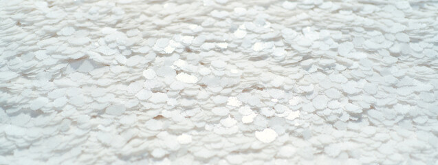 Panoramic image salt flakes natural mineral formation at Salt Flats lake Sivash. Concept nature and organic. design banner with copy space
