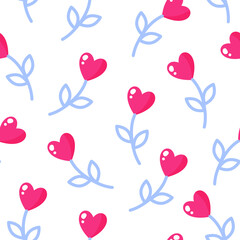Seamless pattern of flowers in the shape of a heart for the wedding or Valentine's Day.