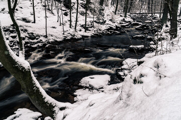 Untere Ilsefälle at Harz mountains in Germany with a beautiful water cascade