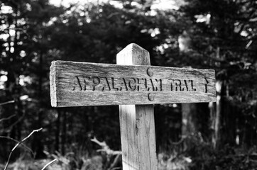 Appalachian trail sign black and white