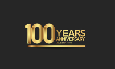 100 years anniversary celebration with elegant golden color isolated on black background can be use for celebration, party, birthday and special moment