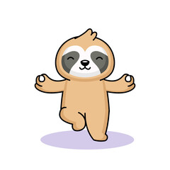 Cute sloth lazy animal yoga mascot design