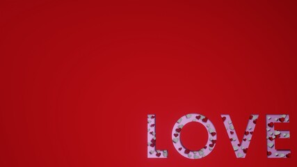 Love abstract red background 3D render