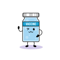 Cute a bottle of vaccine mascot design