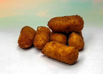 Croquettes surrounded by white background