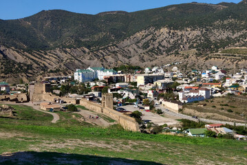 Crimean peninsula, southern coast, city of Sudak, Genoese fortress built in 1371-1469. View from the fortress.