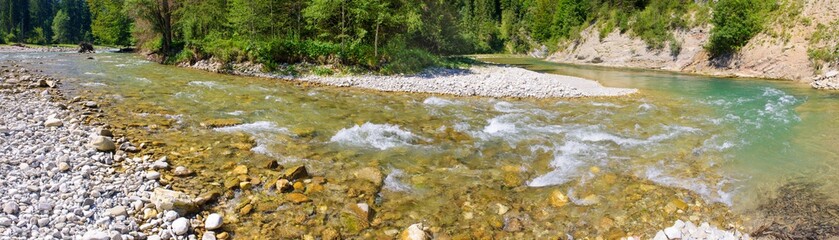 Fototapeta na wymiar river Ammer in canyon flowing with cascades