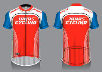 Jersey cycling template design uniform front and back view