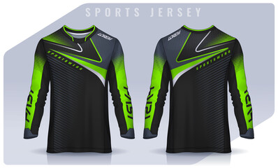 t-shirt sport design template, Long sleeve soccer jersey mockup for football club. uniform front and back view,Motocross jersey.
