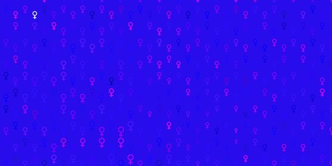 Light Pink, Blue vector pattern with feminism elements.