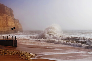 Stormy weather on the beach.