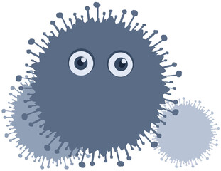 スパイク状の突起の付いた灰色のウイルスや病原菌のイメージ素材