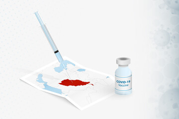 Afghanistan Vaccination, Injection with COVID-19 vaccine in Map of Afghanistan.