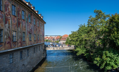 Obraz premium Excursion to the medieval city of Bamberg in Bavaria (Germany) on a sunny summer day