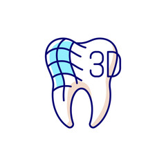 Digital dentistry RGB color icon. Contemporaty stomatology. Dental health idea. Tooth restoration procedure. Stomatology tooth procedures. Dentist practise. Isolated vector illustration