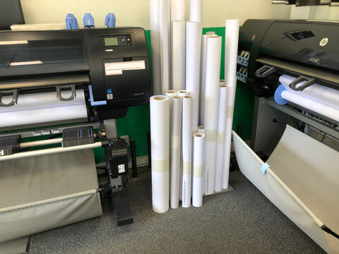 Berlin, Germany - July 26, 2020: HP DesignJet Z6200 Wide-Format Inkjet Photo Production Printer
