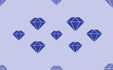 Seamless pattern of large isolated blue diamond symbols. The pattern is divided by a line of elements of lighter tones. Vector illustration on light blue background