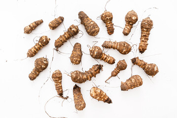 organic Jerusalem Artichokes on the white background