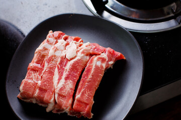 Closeup pile of raw pork bone