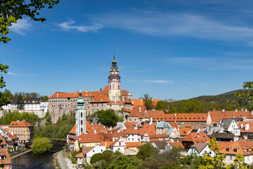 Naklejka na ściany i meble View of the town and castle of Czech Krumlov, Southern Bohemia, Czech Republic