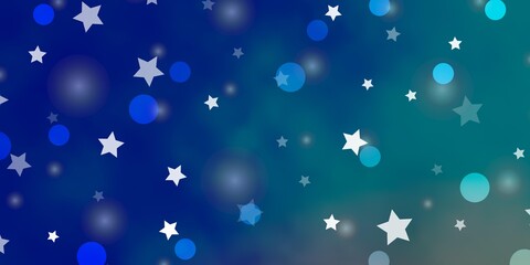 Light Blue, Red vector texture with circles, stars.