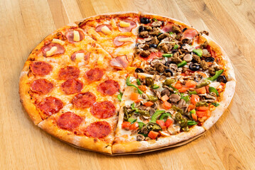 italian pizza on the wooden background