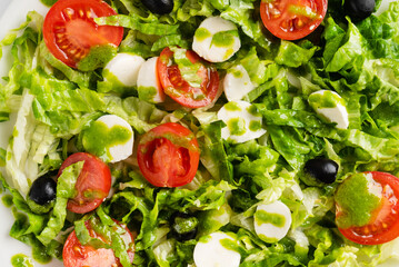 fresh salad with mozzarella and olives