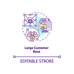Large customer base concept icon. Cloud-computing product idea thin line illustration. Effective customer acquisition strategy. Vector isolated outline RGB color drawing. Editable stroke
