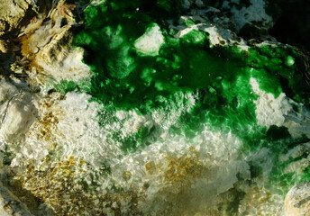 Colored hot water river at Bagni San Filippo, Tuscany, Italy