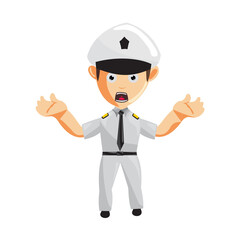 Airplane Pilot Hand Confused Cartoon Character Aircraft Captain in Uniform