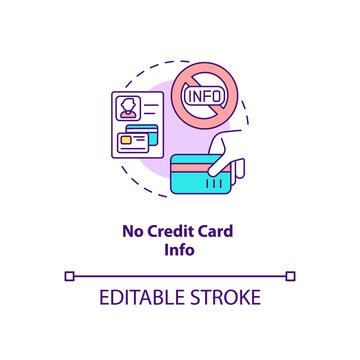 No Credit Card Info Concept Icon. Free SaaS Trial Marketing Idea Thin Line Illustration. Engaging Subscription-based Customers. Vector Isolated Outline RGB Color Drawing. Editable Stroke