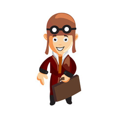 pilot Bring Bag character illustration use helmet headphones and glasses