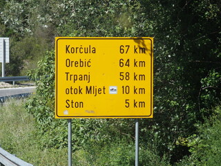 road sign on peljesak peninsula, croatia