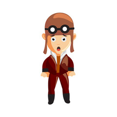 pilot character Standing illustration use helmet headphones and glasses