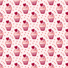 Valentines Day doodle Seamless pattern of hand drawn elements with heart shape for girls and boys textile, wallpaper, Greeting card