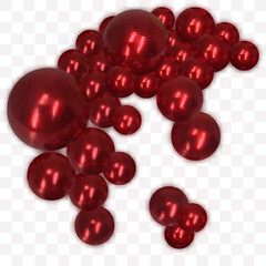 Red shiny beads. Pearls. Abstract background. eps 10