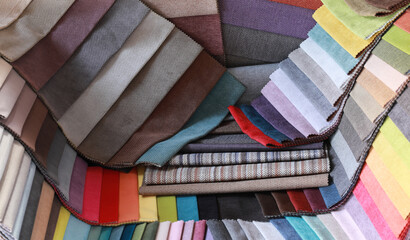 store set of colored furniture fabrics
