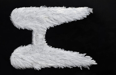 white angel wings on a black background