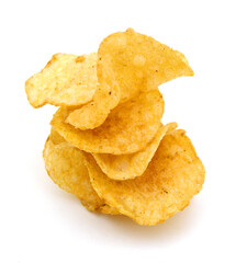 The image of the potato chips isolated on white
