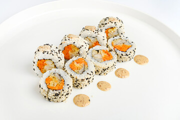 sushi set on the white plate