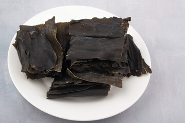 Ingredients of asia food broth, Dried kelp.