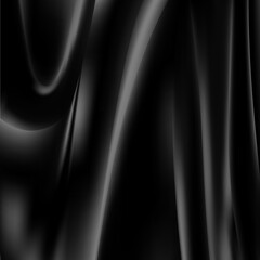 Crumpled black silk fabric. Textile. Fashion. Vector background. eps 10