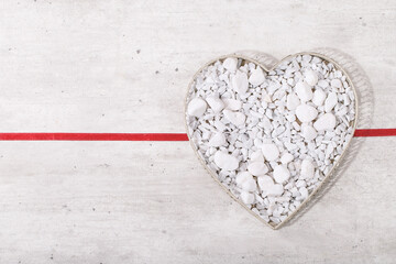 St. Valentines Day heart decorated with white rocks