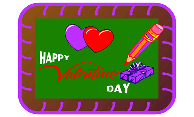 Valentines day design on the blackboard.Vector illustration.