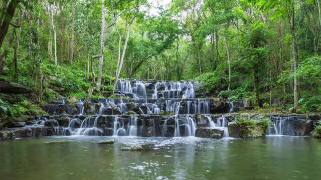 Waterfall in tropical rainforest in Namtok Samlan National Park, Saraburi, Thailand